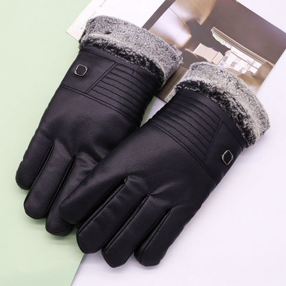 Men's Faux Deerskin Cotton Winter Warm Veet Padded Gloves