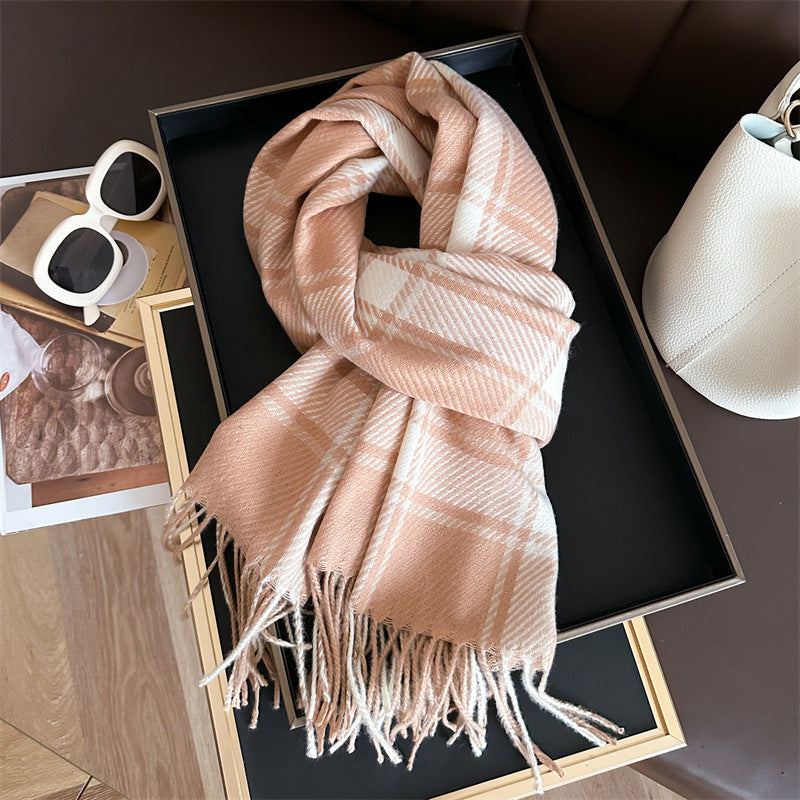 Style Plaid Winter Male Female Thickened Scarfs