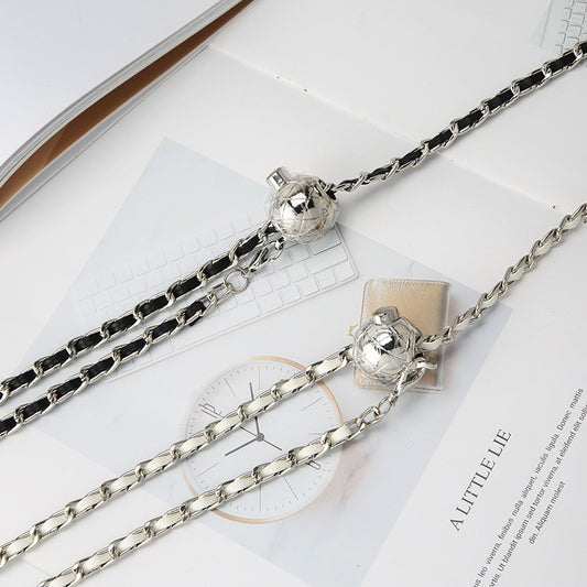 Women's Style Metal Waist Chain Accessories Woven Leather Belts