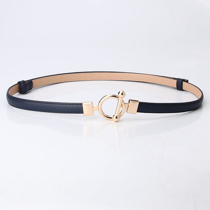 Women's Dark Leather Decoration Fashion Simple Dress Belts