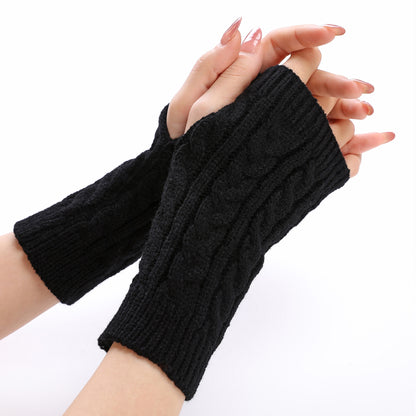 Women's Short Knitting Wool Fashion Fingerless Knit Gloves