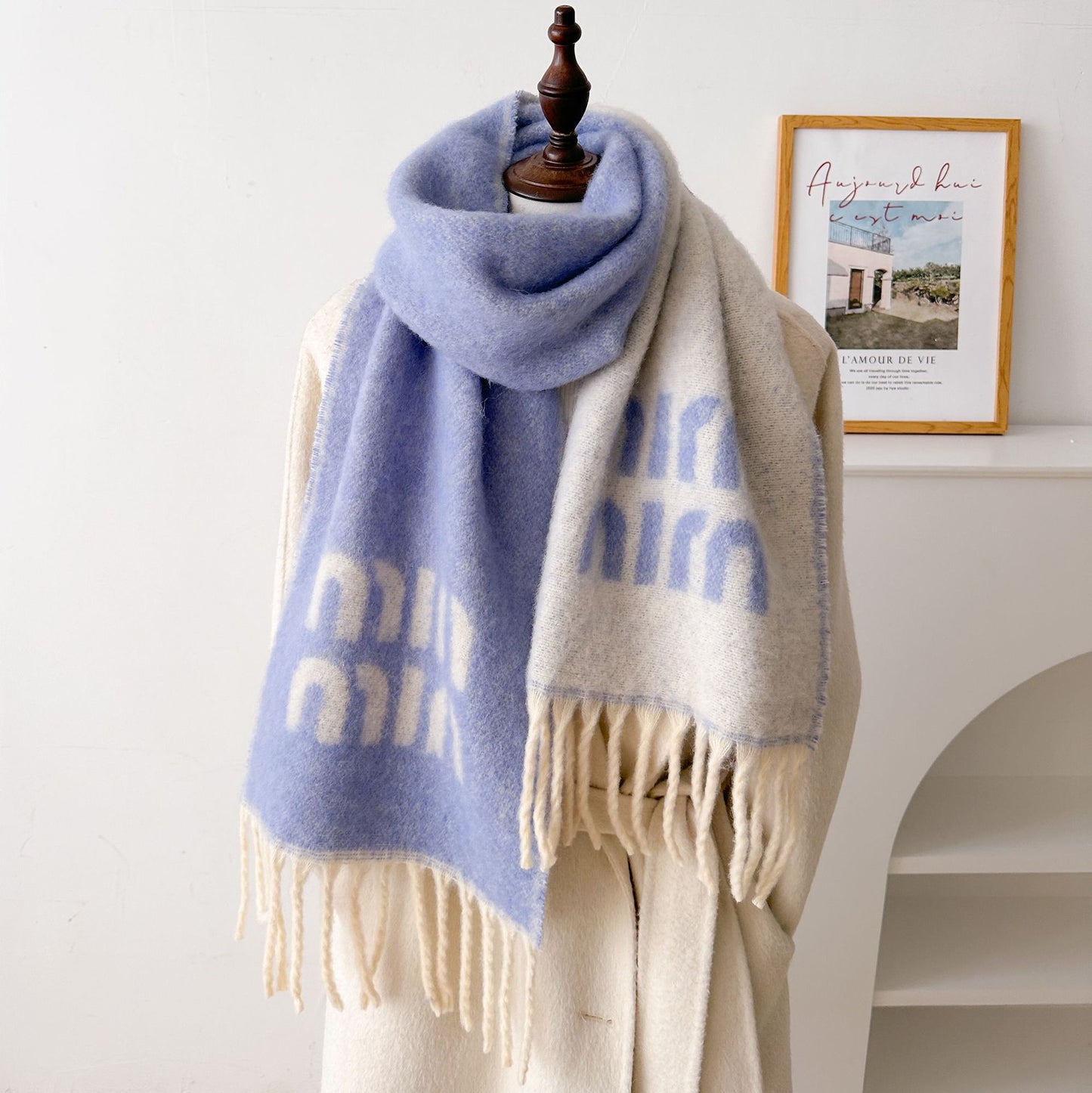 Women's & Men's Autumn Wool Blended High-grade Thickened Letter Scarfs