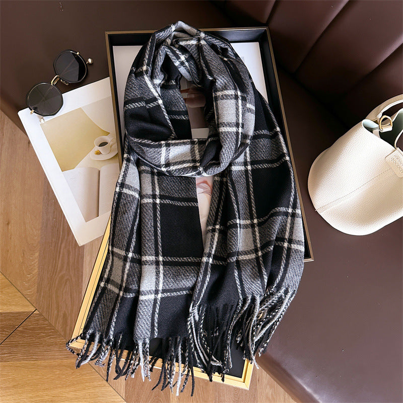 Style Plaid Winter Male Female Thickened Scarfs