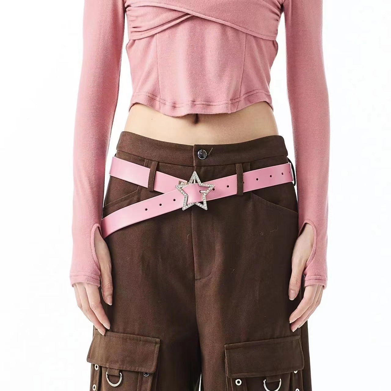 Millennium Pink American Metal Buckle Five-pointed Belts