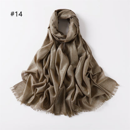 Women's Color Soft Thin Golden Sier Cord Scarfs