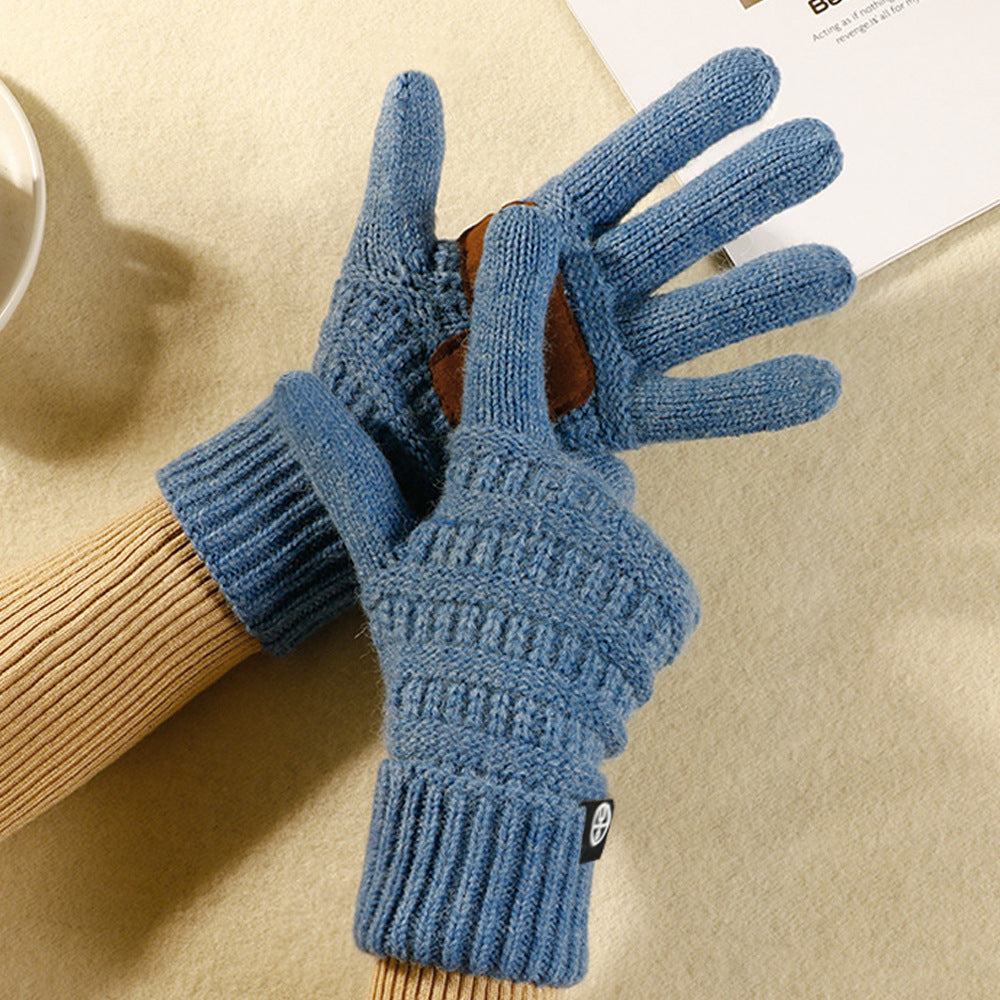 Warm Outdoor Windproof Knitting Wool Cycling Thickened Gloves