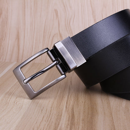 Men's Leather Rotating Pin Buckle Cowhide Business Belts