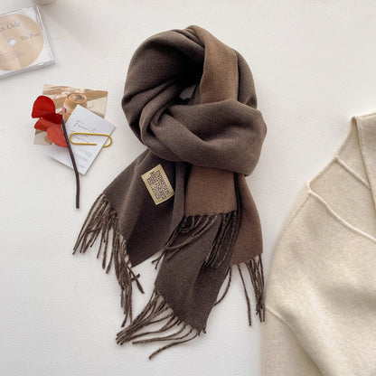 Color Artificial Cashmere Female Winter Korean Thick Warm Scarfs