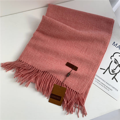 Women's Korean Style Fashion Labeling Solid Color Scarfs