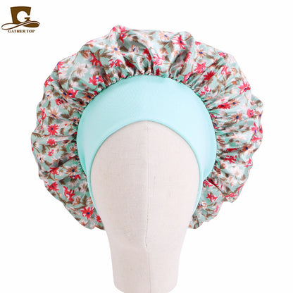 Children's Cartoon Elastic Wide-brimmed Satin Nightcap Shower Kids' Headwear