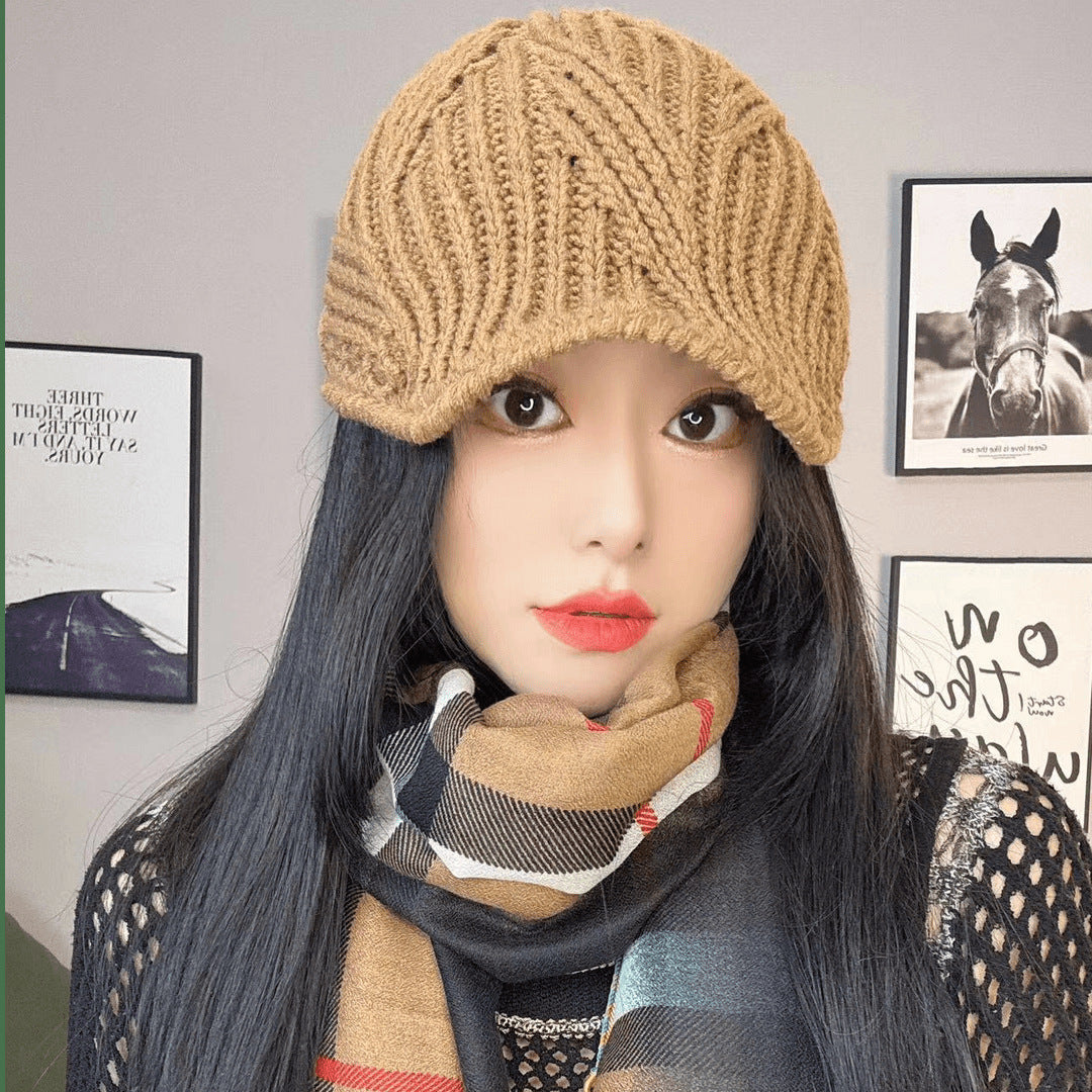 Women's Knitted Loose Fashion Korean Winter Peaked Hats & Caps