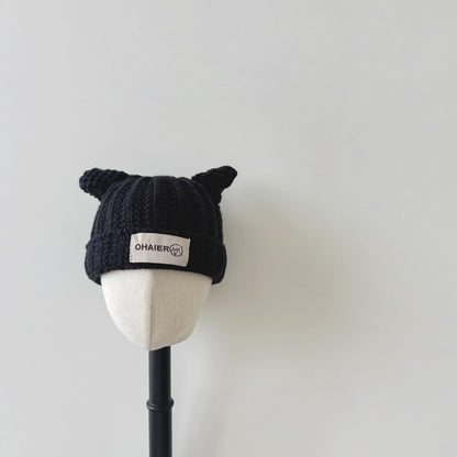 Children's Hat Cute Horn Warm Knitted Wool Kids' Headwear