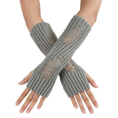 Women's Wool Mid-length Open Finger Warm Fashion Trendy Gloves