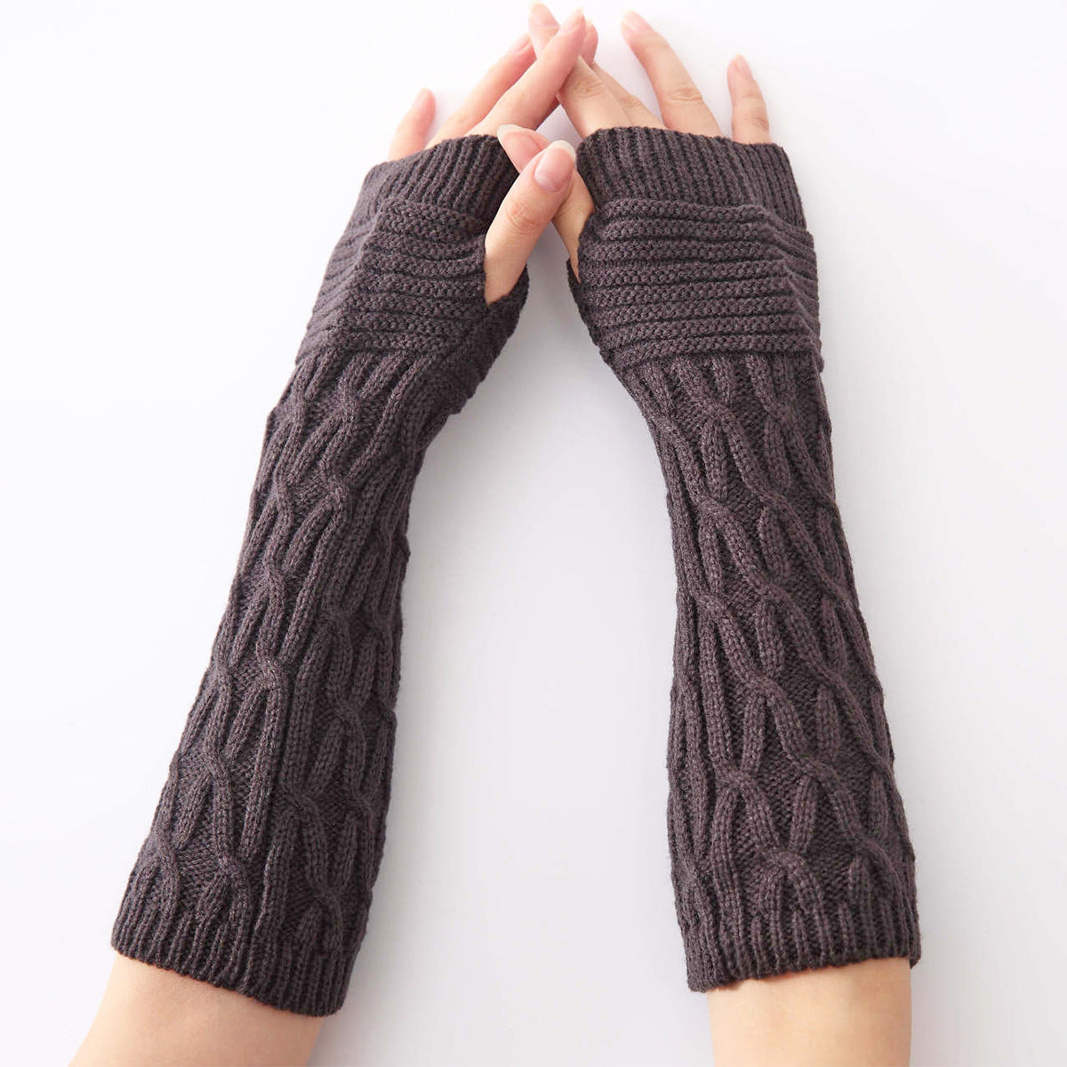 Women's & Men's Knitting Wool Knitted Fingerless Warm Pile Style Gloves