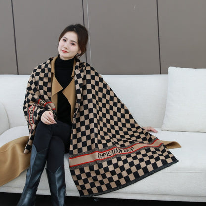 Women's Winter Thick High-grade Wool Double-sided Shawl Scarfs