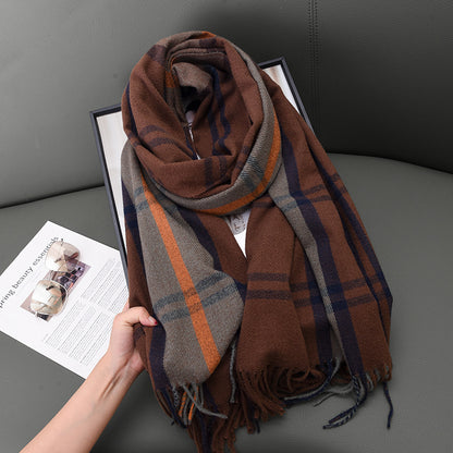 Women's High-grade Warm Elegant Plaid Shawl Scarfs