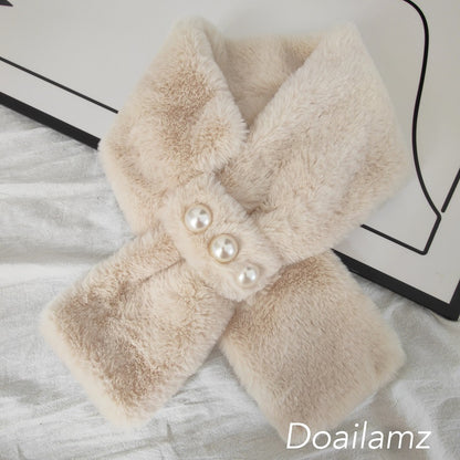 Pearl Plush Warm Fur Windproof Imitation Rabbit Collar Scarfs