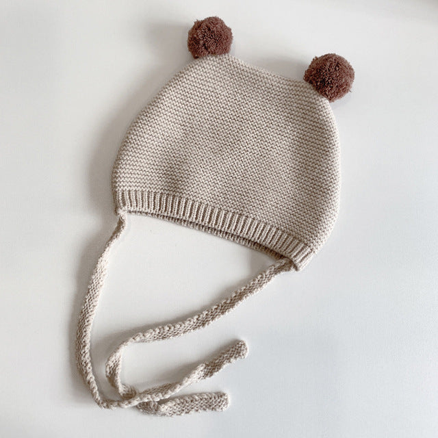 Ball Knitted Hat Male Female Ear Protection Wool Kids' Headwear