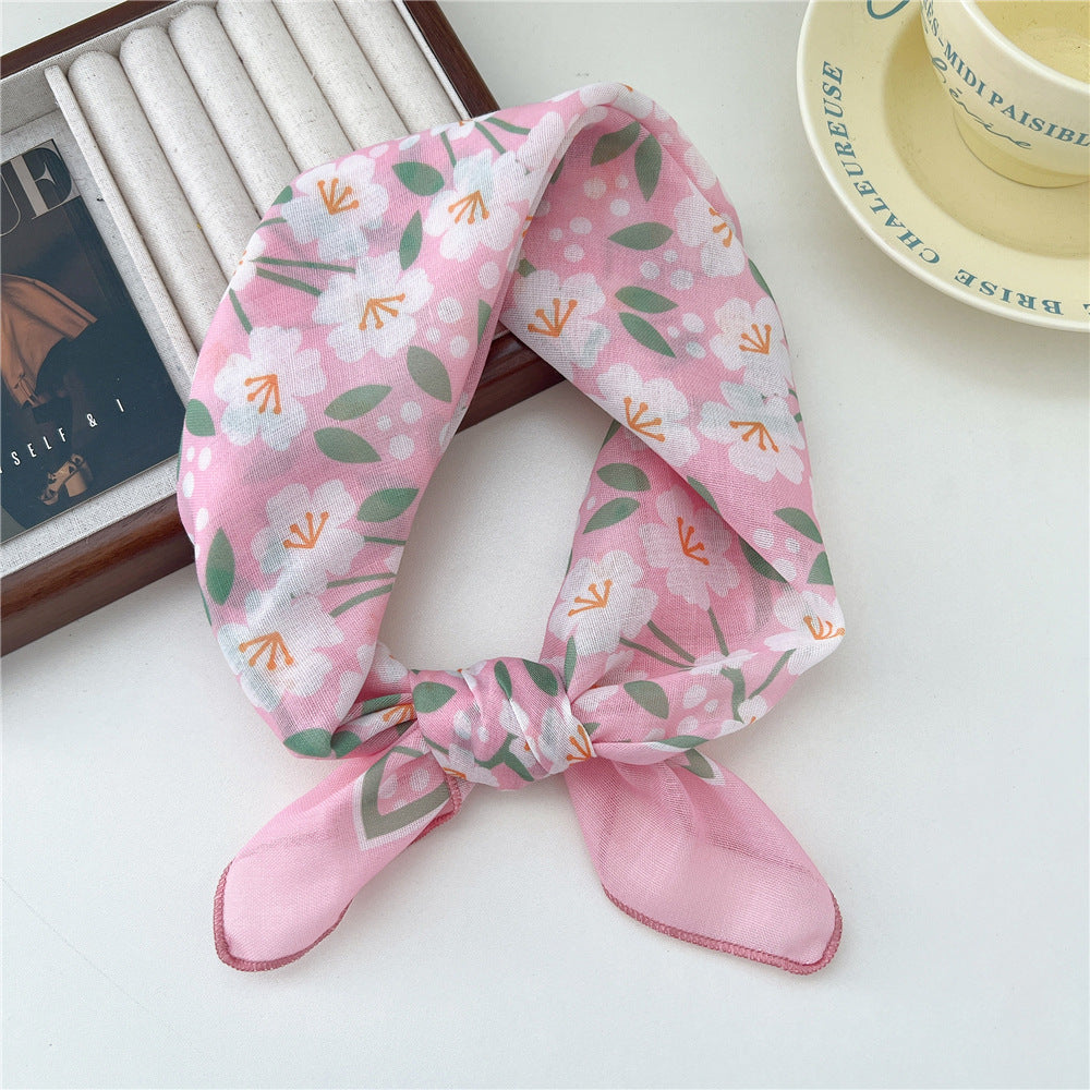 Women's Band Cotton Linen Small Square Towel Scarfs