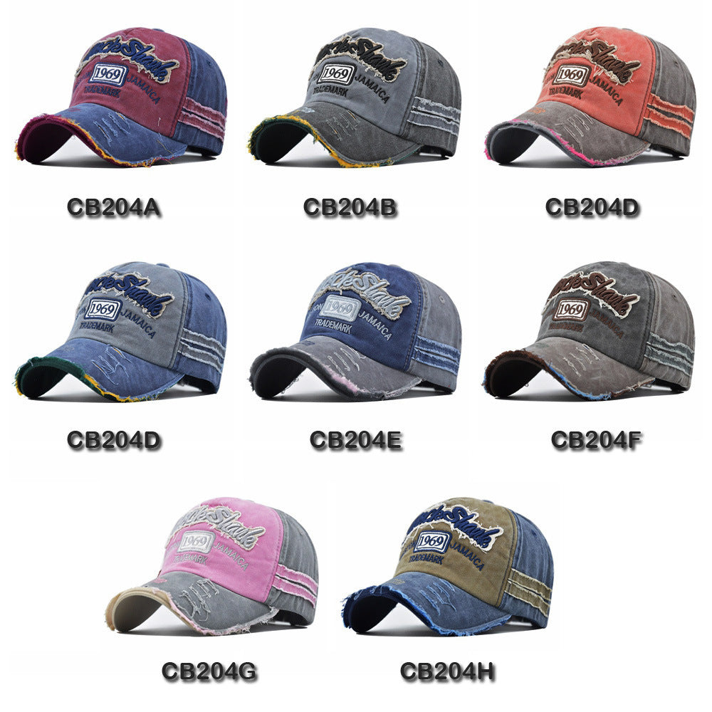 Women's & Men's Washed Baseball Broken Edge Retro Peaked Stitching Hats & Caps