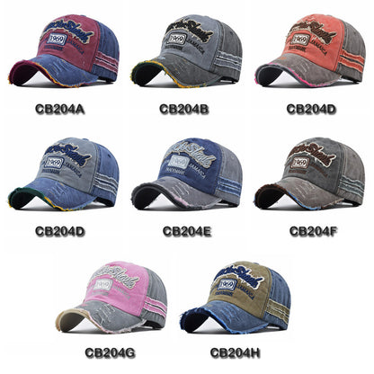 Women's & Men's Washed Baseball Broken Edge Retro Peaked Stitching Hats & Caps