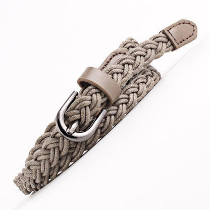 Women's Casual Wax Rope Woven Pin Buckle Belts