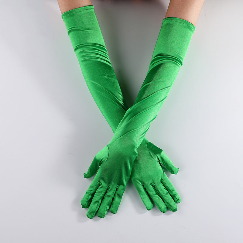 Women's Satin Stretch Halloween Sexy Dinner Show Gloves