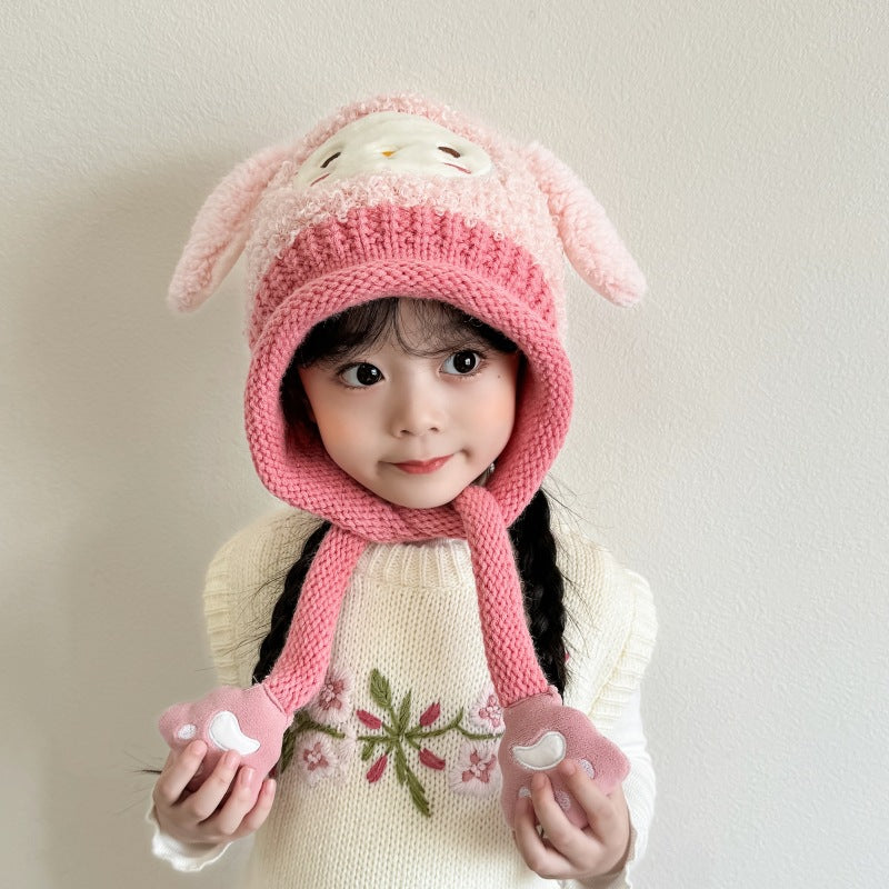 Children's Hat Integrated Knitted Thermal Windproof Boy Kids' Headwear