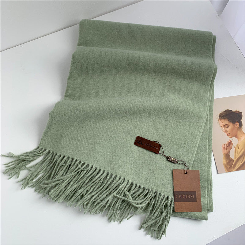 Women's Korean Style Fashion Labeling Solid Color Scarfs