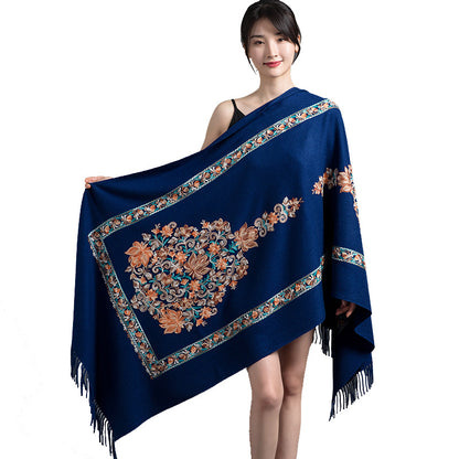 Women's Sunflower Embroidered Artificial Cashmere Ethnic Style Scarfs