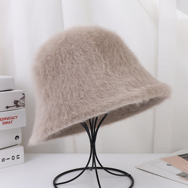 Women's Thermal Rabbit Fur Bucket Hat Outdoor Hats & Caps