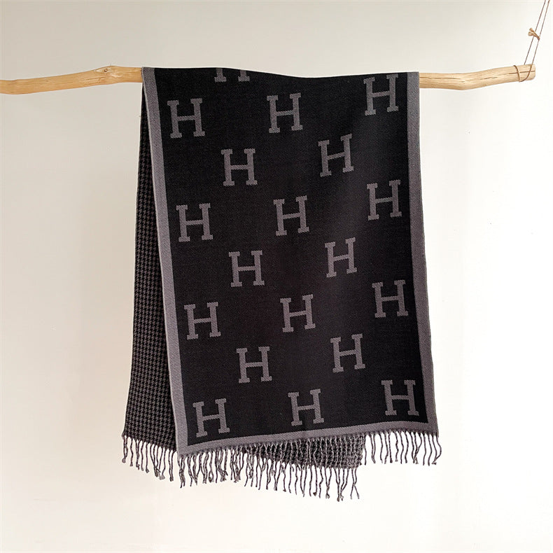 Women's Letter Artificial Cashmere Simple Thickened Tassel Scarfs