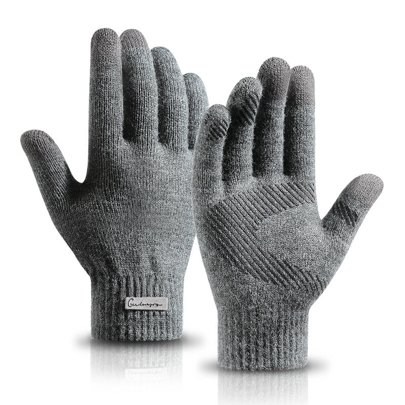 Men's Knitted Warm Fleece Thickened Wool Touch Gloves