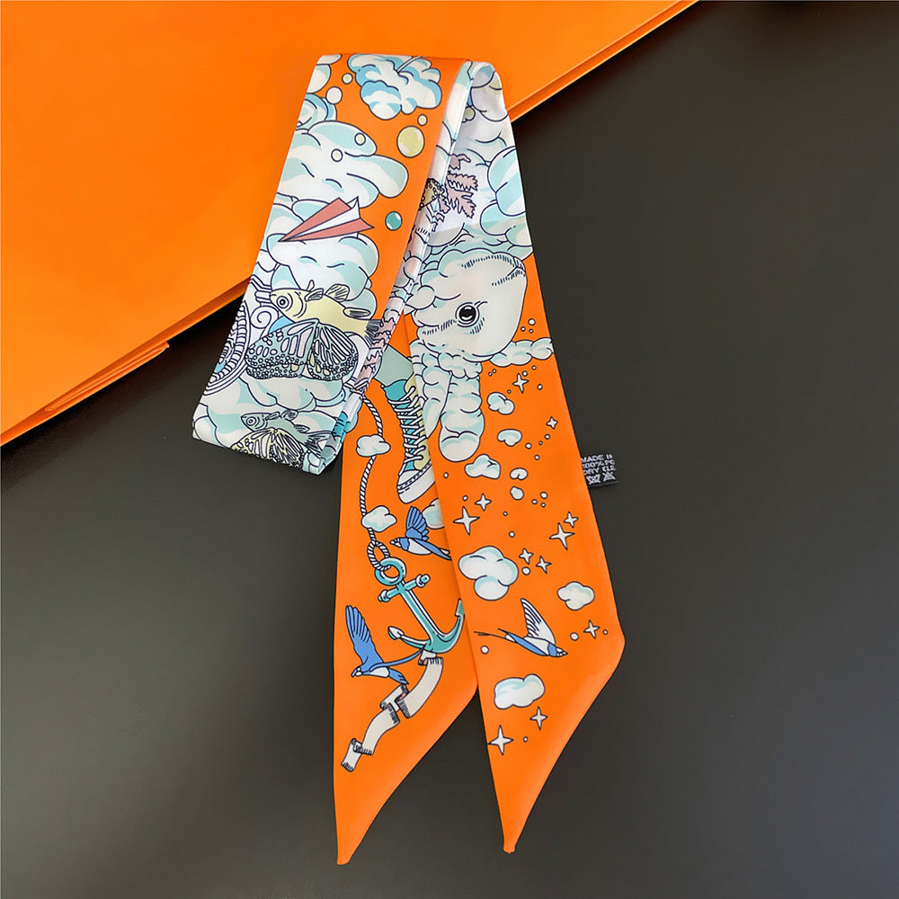 Women's Korean Cartoon Pattern Bag Ribbon Headband Scarfs