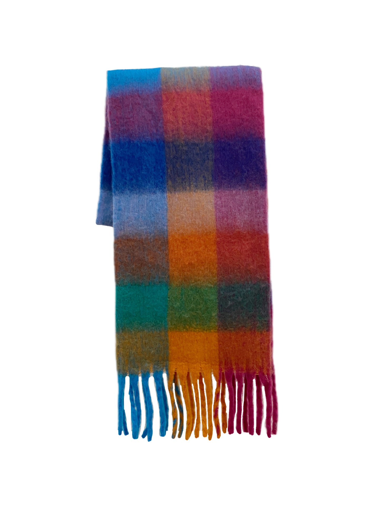 Warm Rainbow Plaid Long Soft Glutinous Scarfs