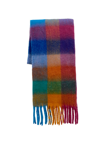 Warm Rainbow Plaid Long Soft Glutinous Scarfs