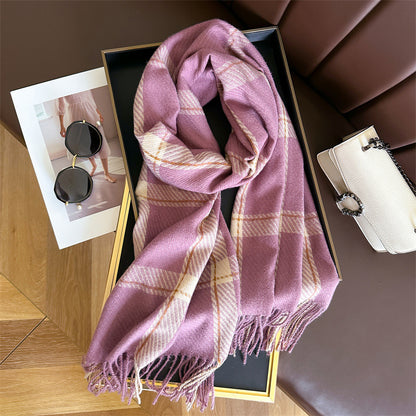 Style Plaid Winter Male Female Thickened Scarfs