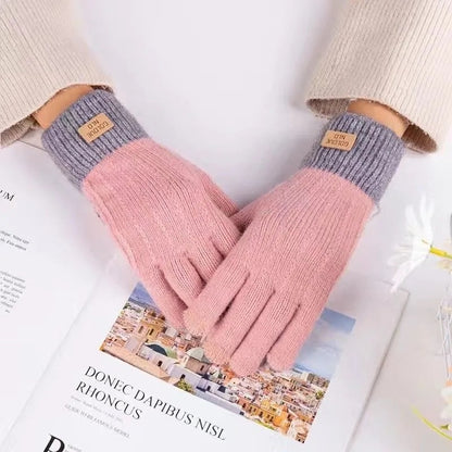 Screen Fashion Finger Outdoor Riding Fleece-lined Gloves