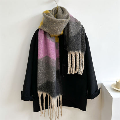 Women's & Men's Solid Color Simple Blocking Thicken Lengthen Scarfs