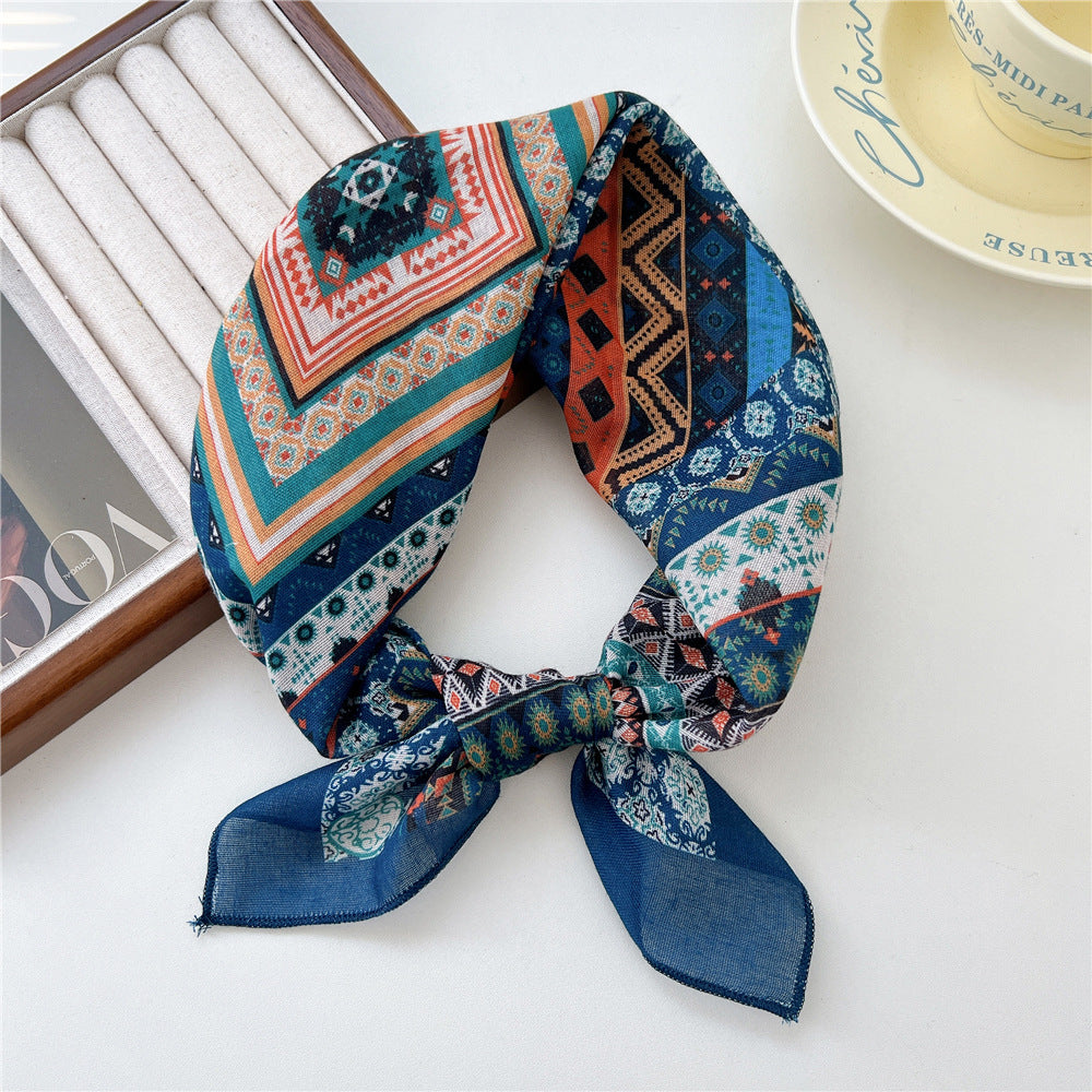 Women's Linen Small Square Towel Neck Decorative Scarfs