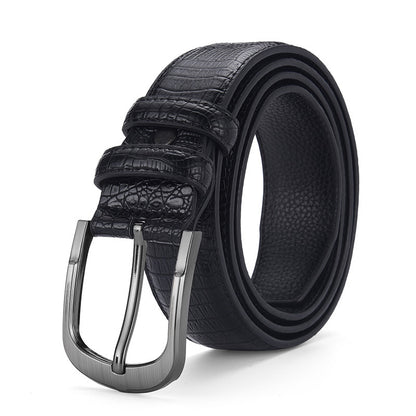 Men's Crocodile Pattern For Alloy Pin Buckle Cowhide Belts