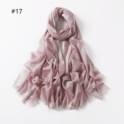 Women's Color Soft Thin Golden Sier Cord Scarfs