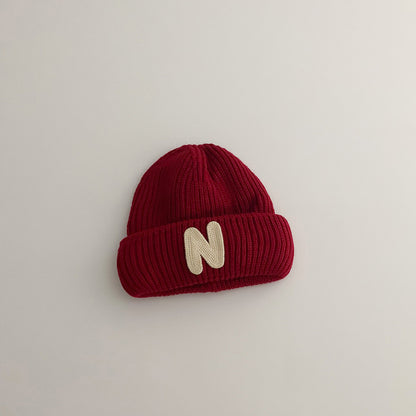 Children's Hat Letter Embroidery Knitted Woolen Kids' Headwear