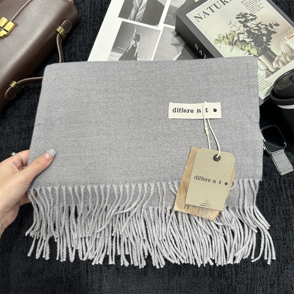 Women's Pure Color Artificial Cashmere Winter Warm Korean Style Scarfs