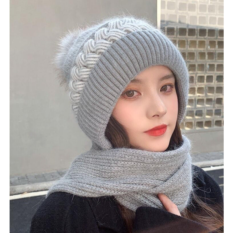 Female Thermal Knitting Wool Snow Riding Hats & Caps