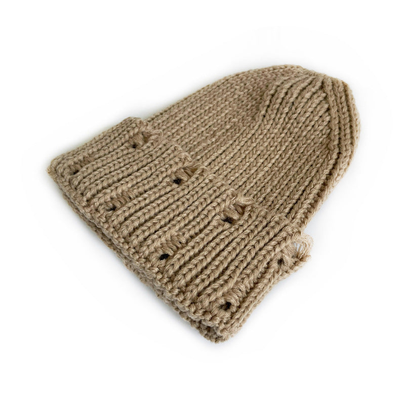 Children's Brother Knitted Hat Fashion Holes Beggar Kids' Headwear