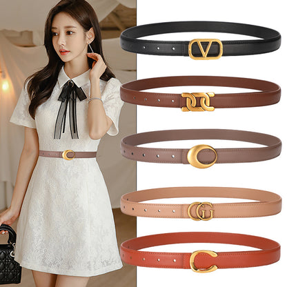 Women's Simple Decoration With Dress Jeans Genuine Belts