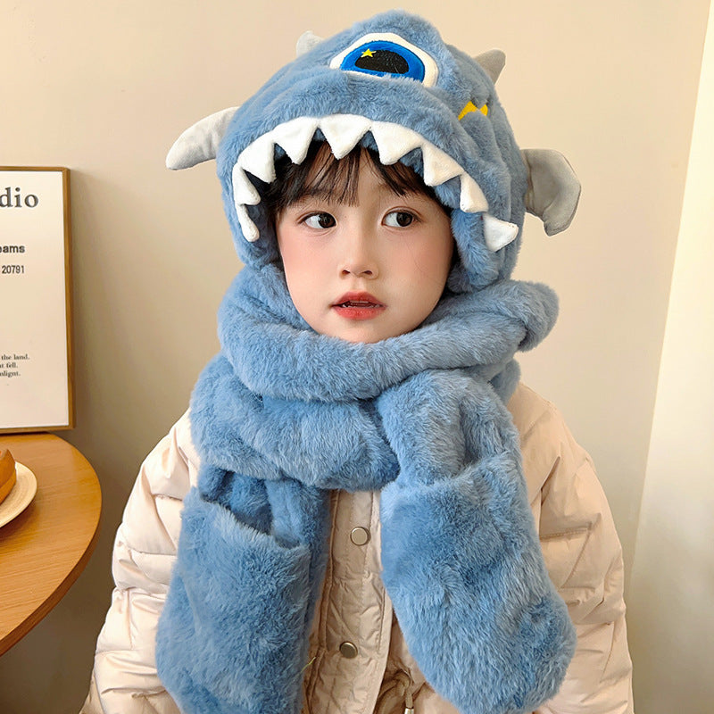 Children's Unicorn Hat Three-in-one Winter Warm Scarfs Kids' Headwear