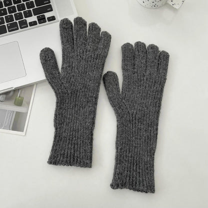 Color Woolen Knitted Candy Finger Open Gloves