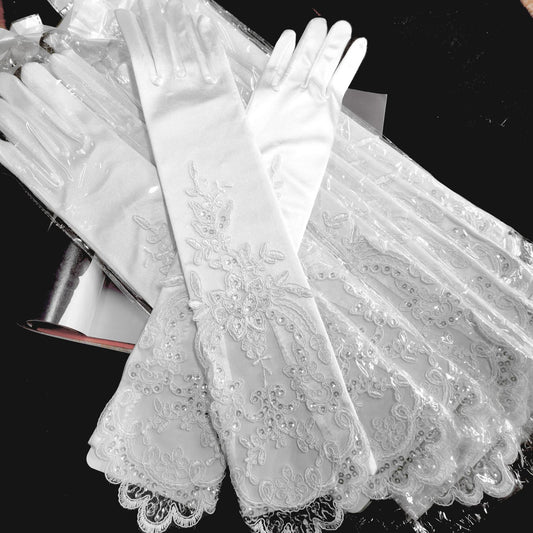 Long Lace Hollow Wedding Etiquette Bridal Gloves